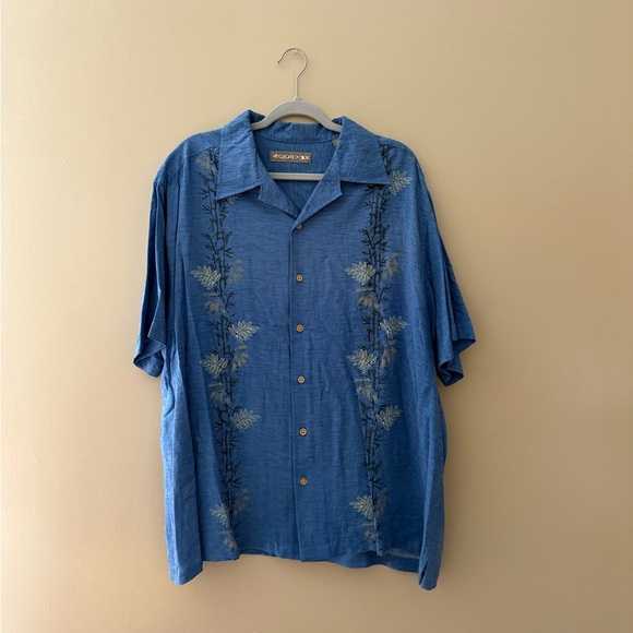 Equinox Men’s Shirt Bamboo/Palm Leaf Print - Picture 1 of 4